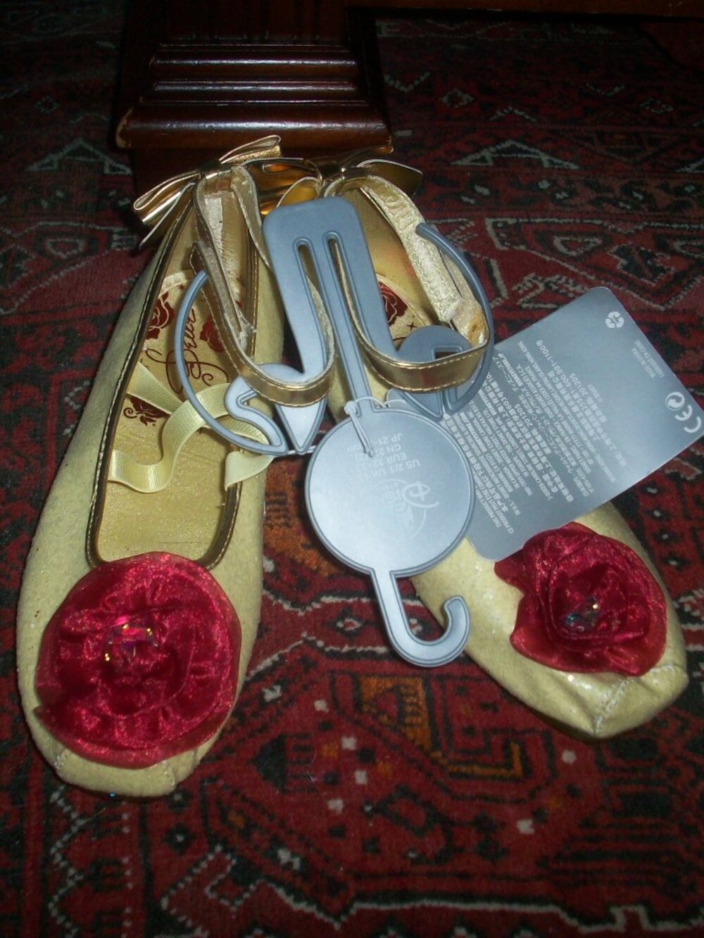 Disney Store NEW Belle Princess Dress Shoes Gold Size 2/3 Costume Beauty Girl's